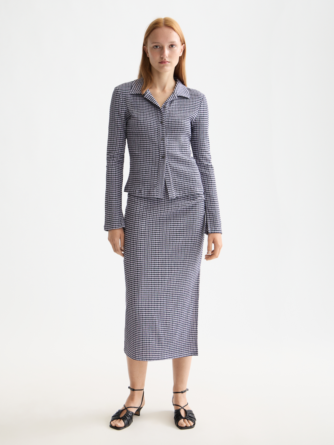 Structured gingham skirt