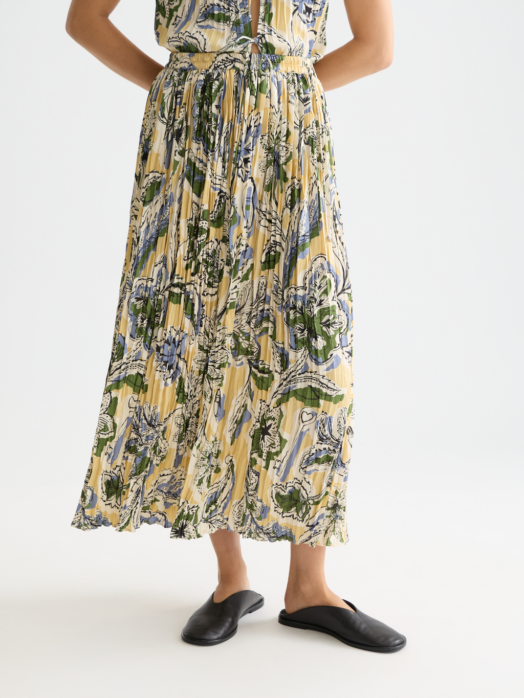 Printed pleat skirt