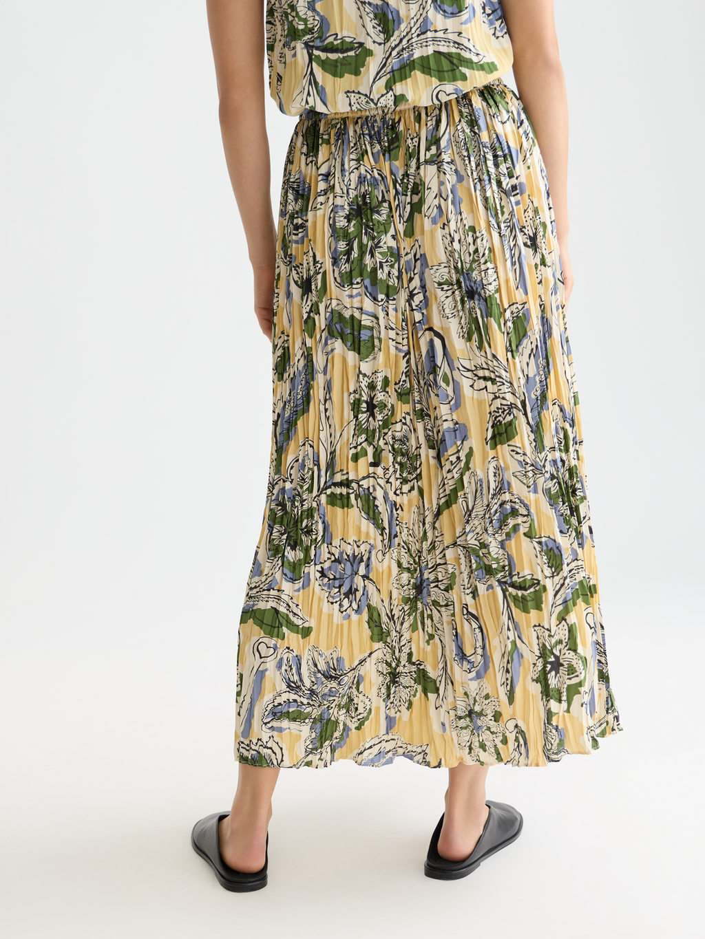 Printed pleat skirt