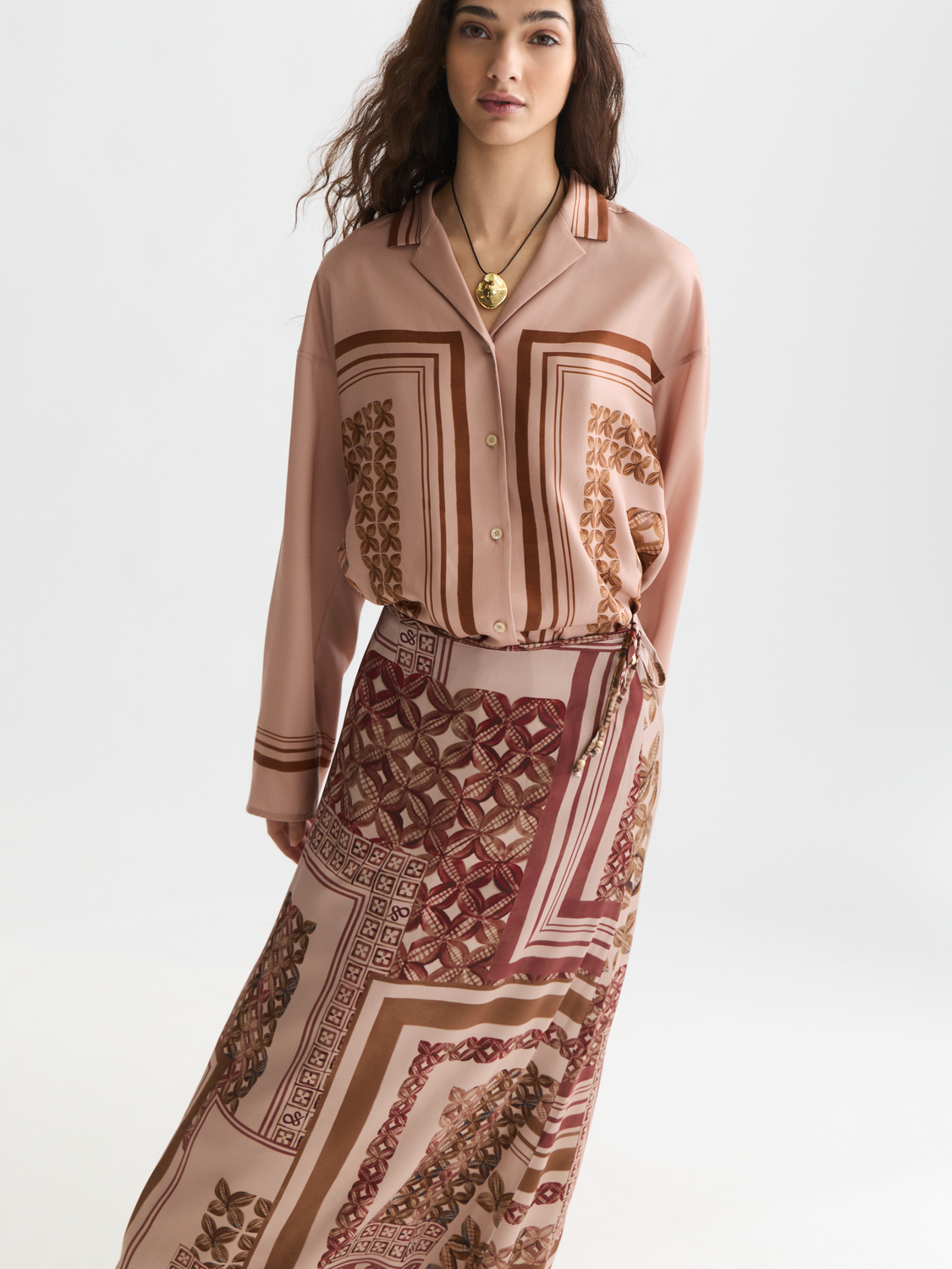 Printed ankle length skirt