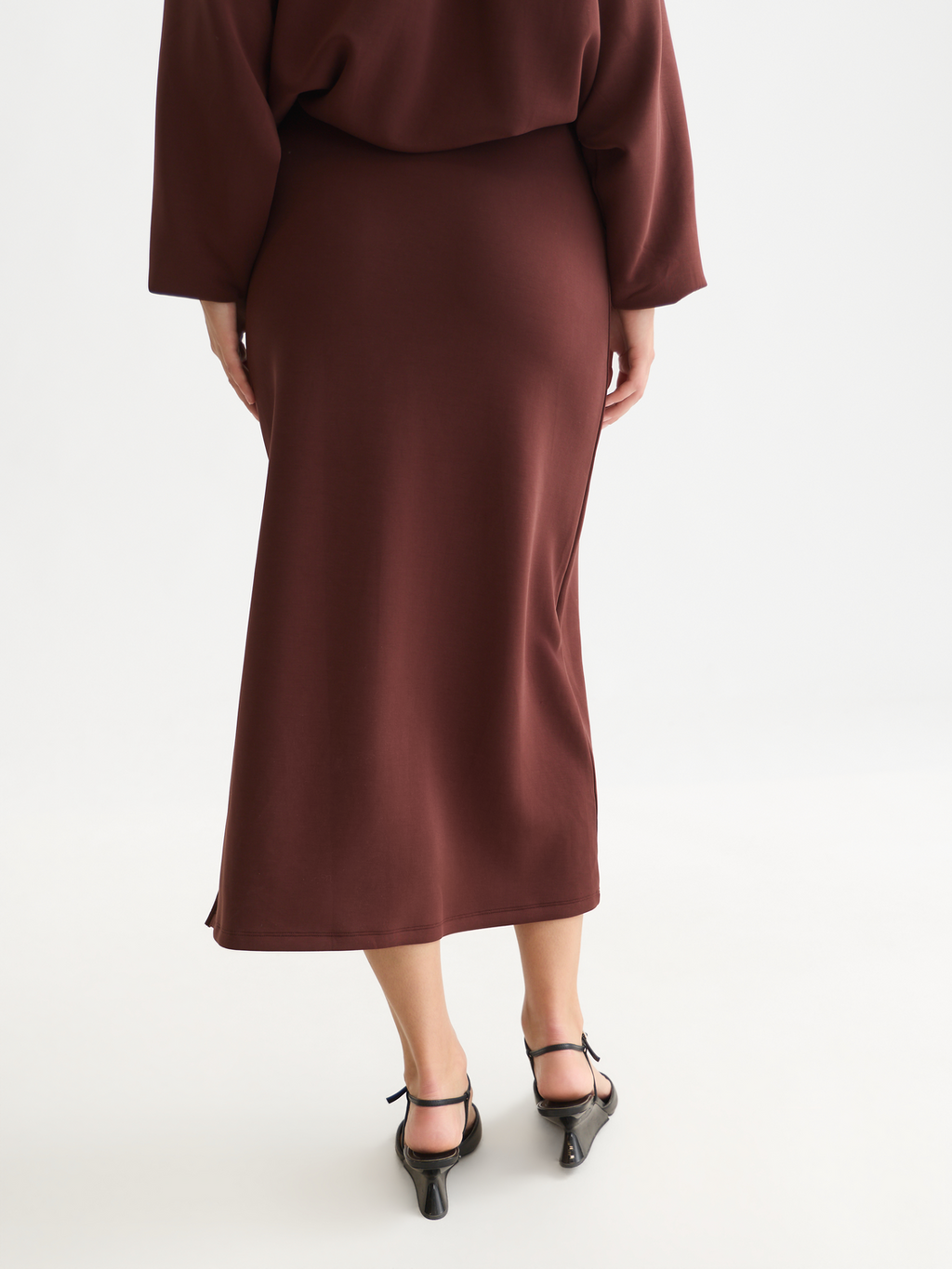 Draped Lyocell-Blend High-Waist Midi Skirt