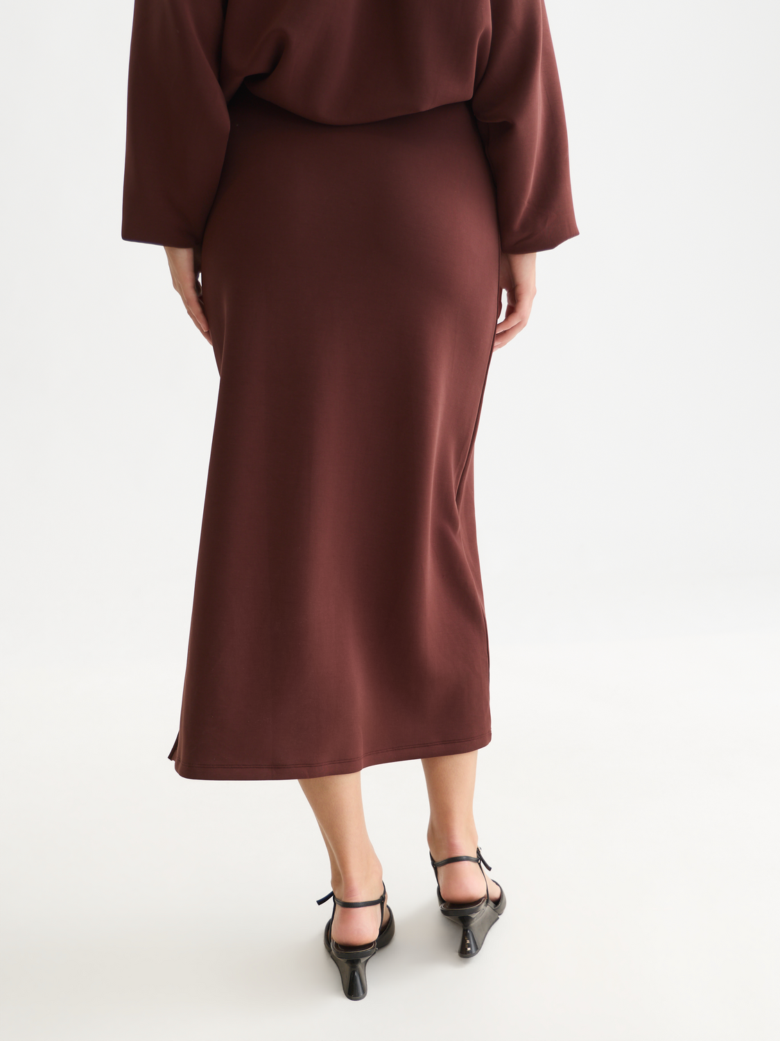 Draped Lyocell-Blend High-Waist Midi Skirt