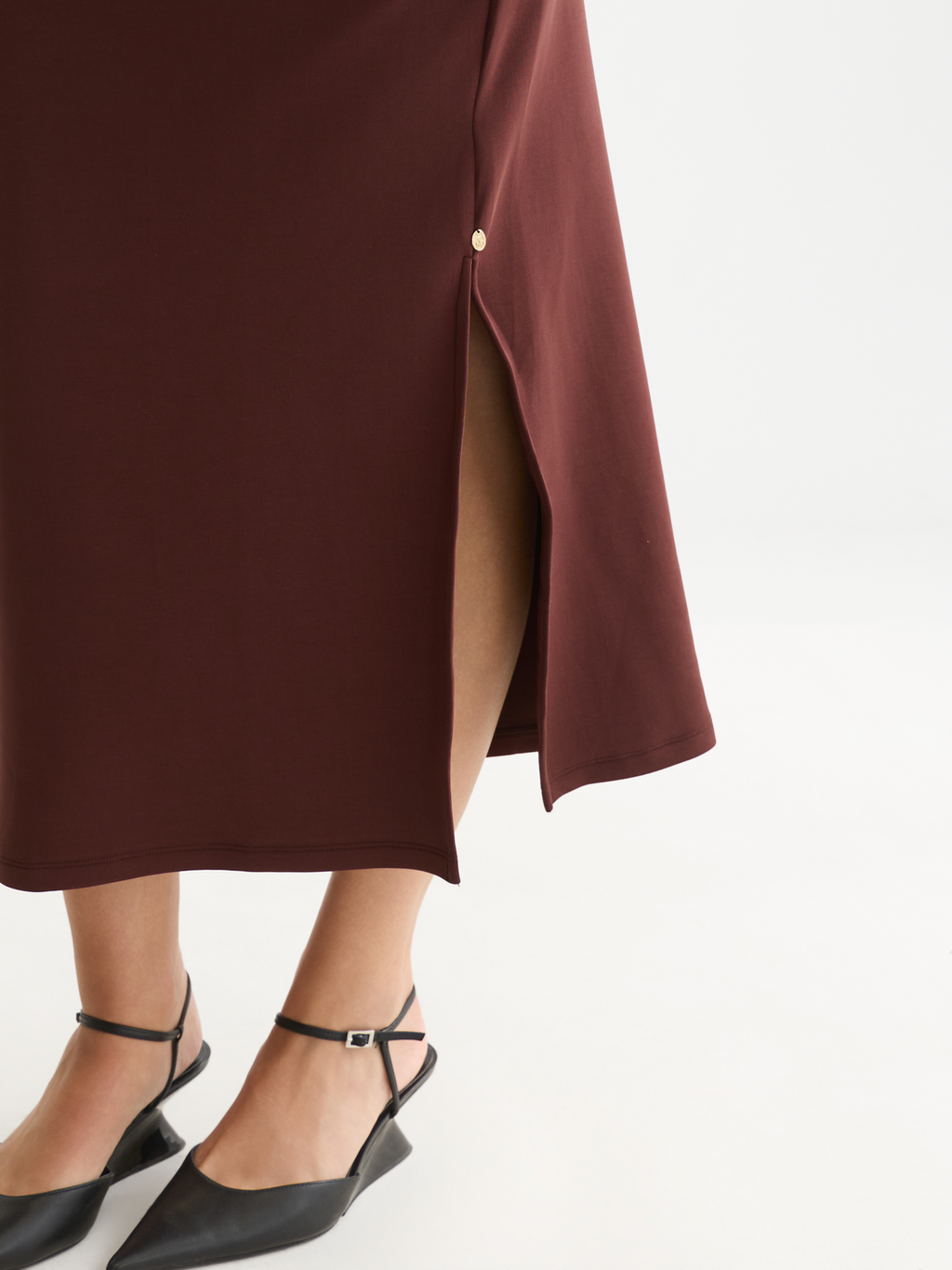 Draped Lyocell-Blend High-Waist Midi Skirt