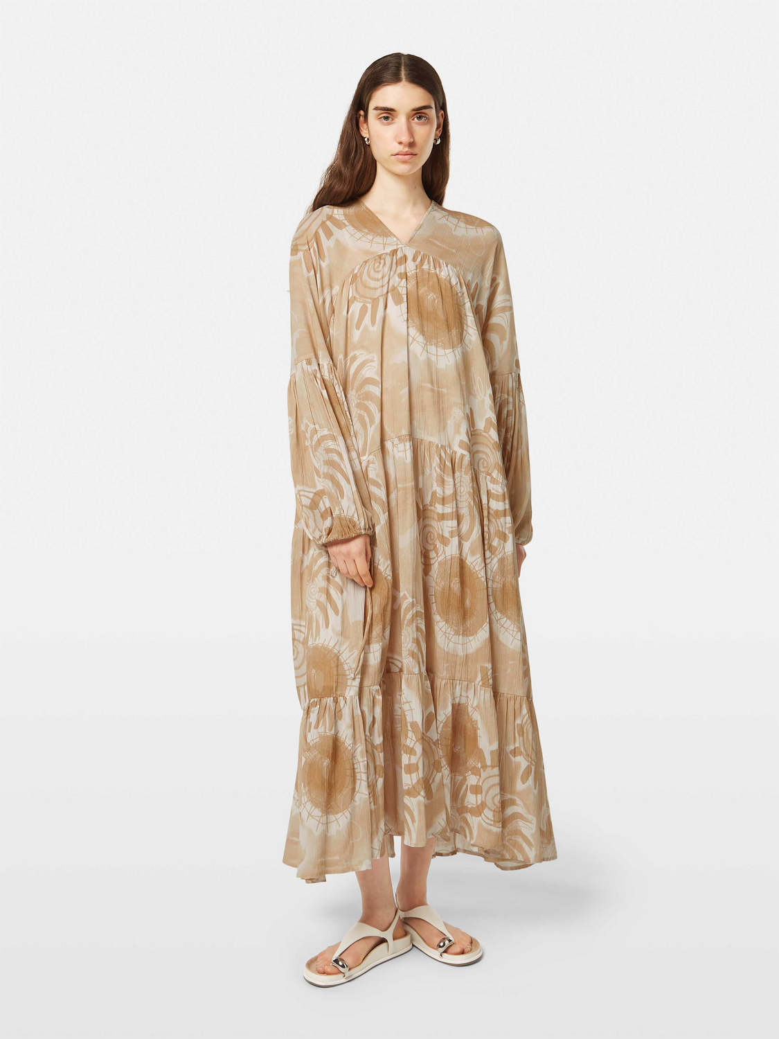 Printed crinkle maxi dress