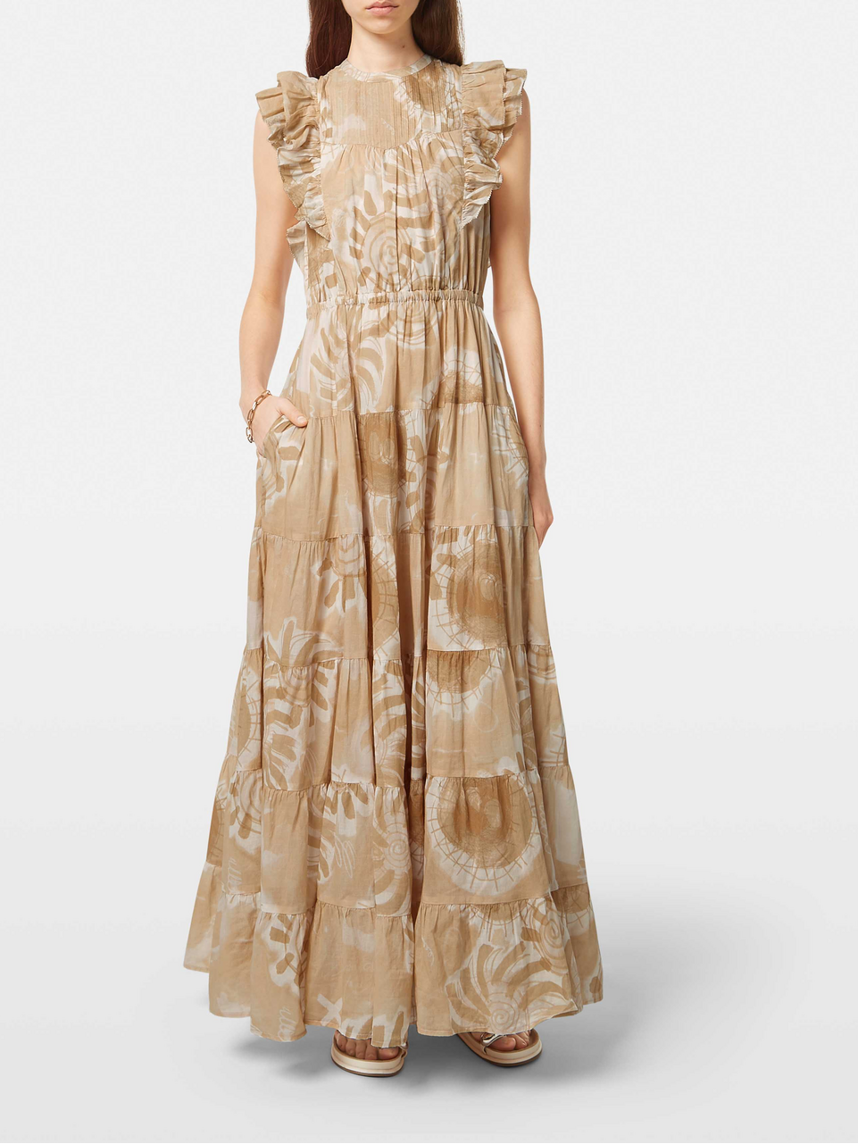 Printed crinkle maxi dress