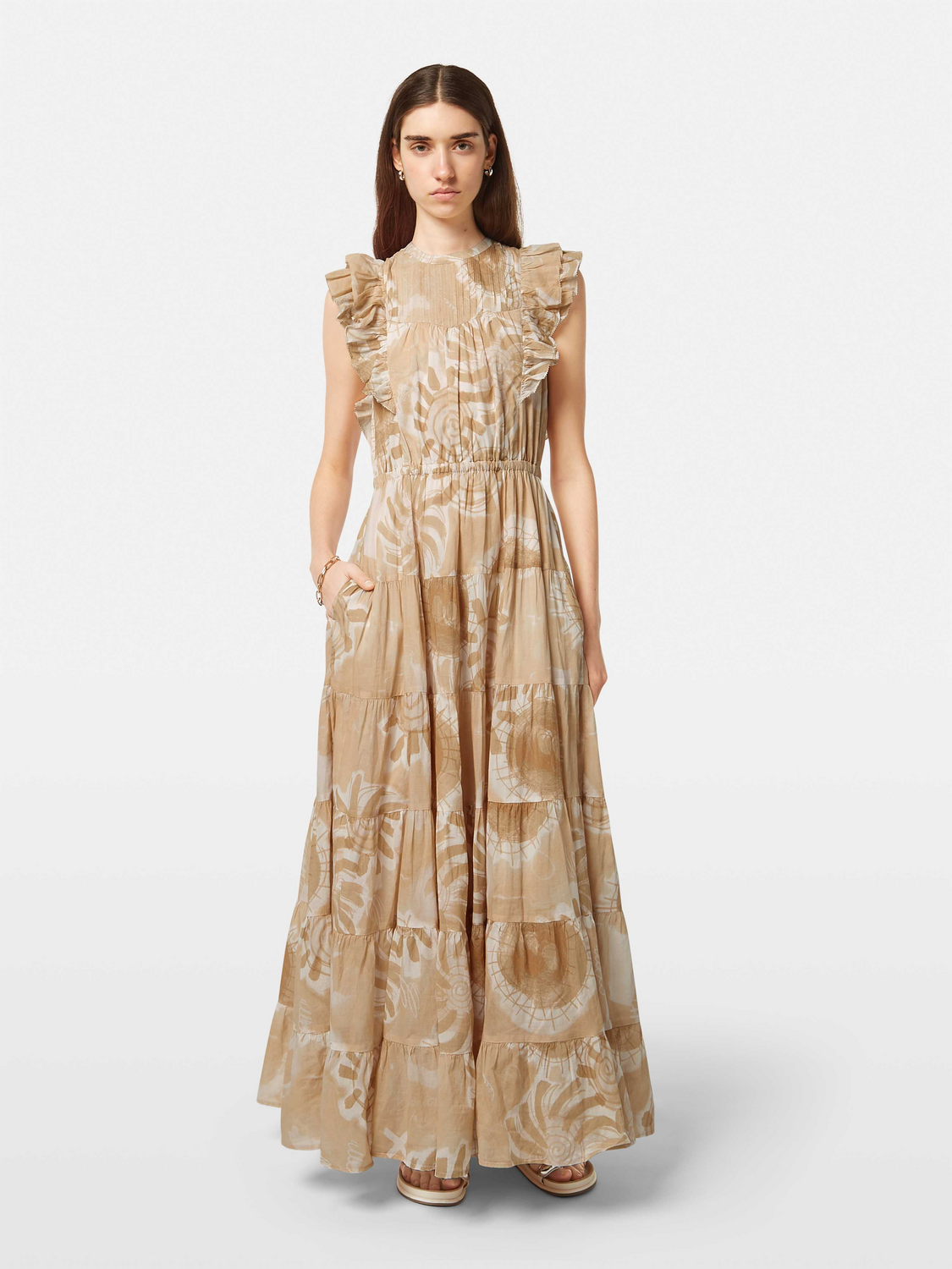 Printed crinkle maxi dress