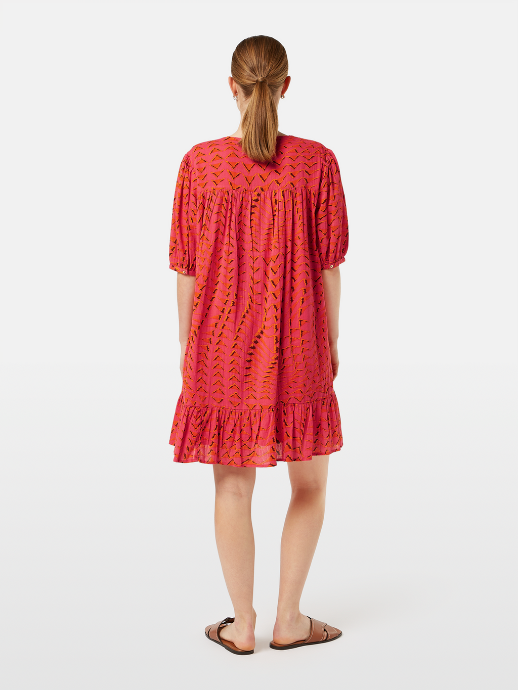 Printed Crinkle Mini Dress