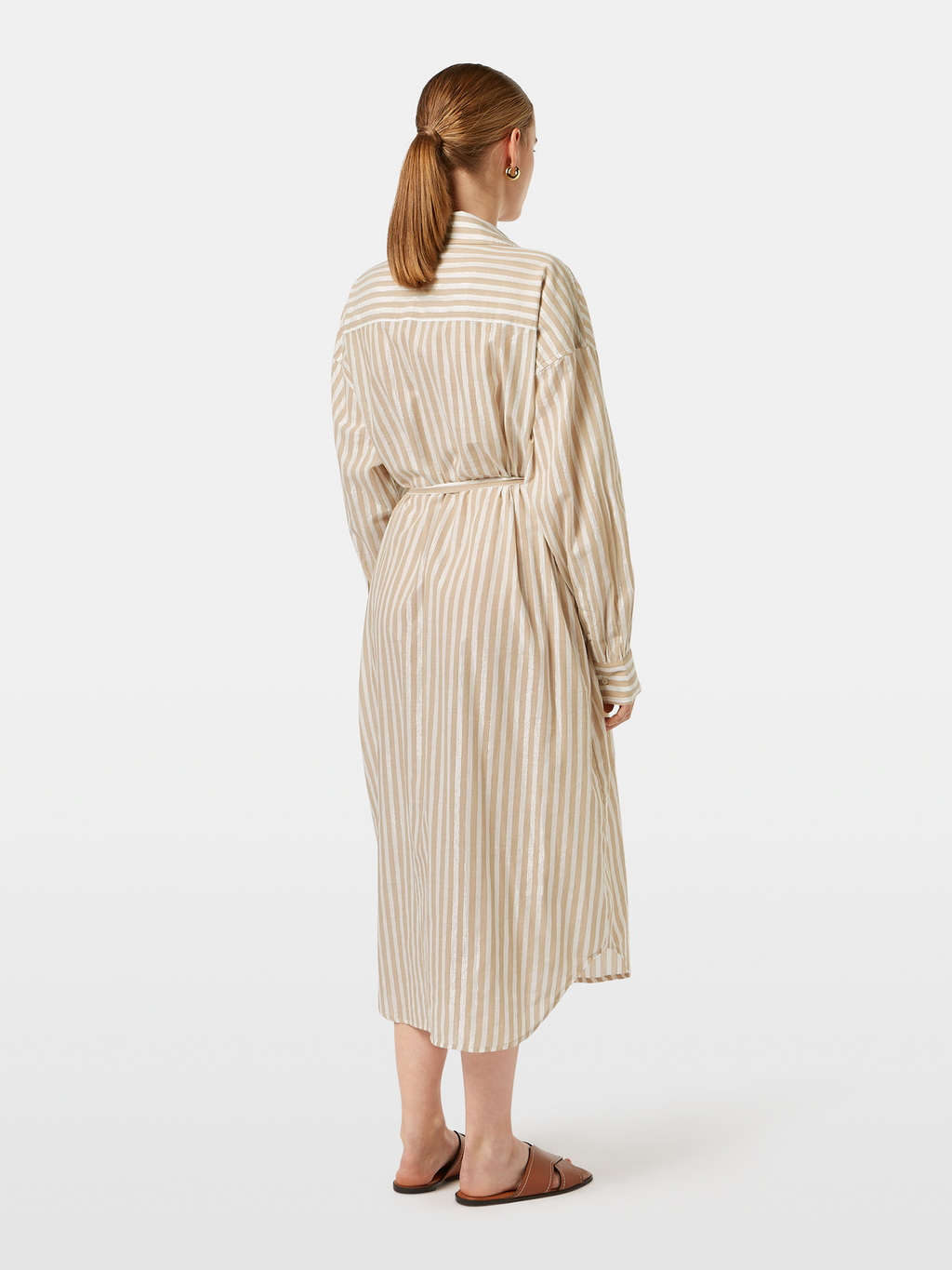 Striped midi shirt dress