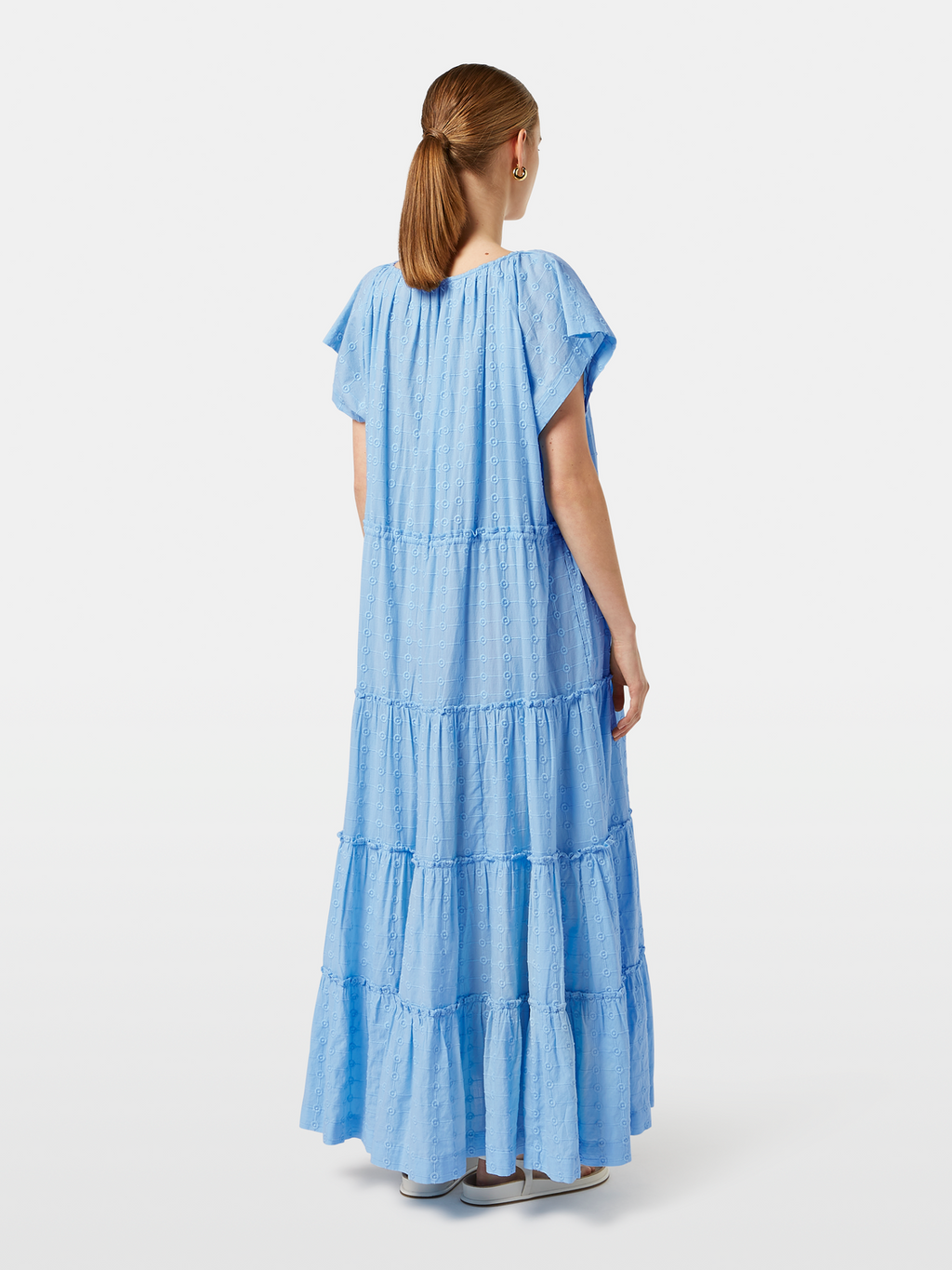 Tiered broderie maxi dress