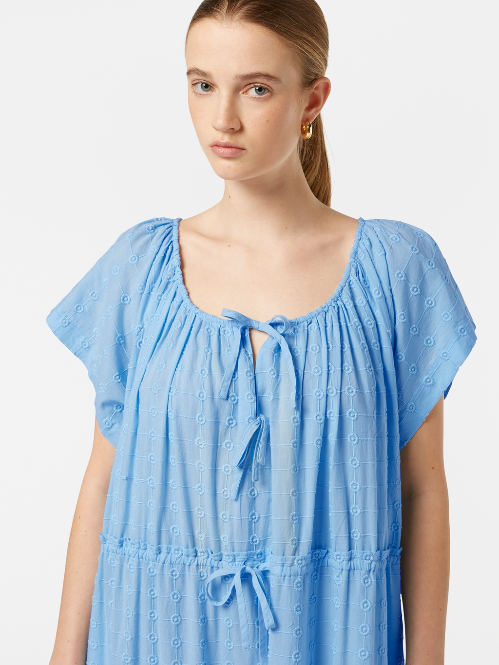 Tiered broderie maxi dress