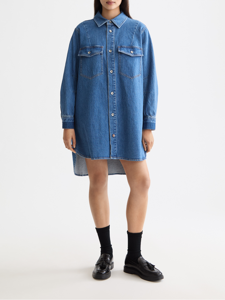 Washed denim mini shirtdress – Scotch & Soda Amsterdam