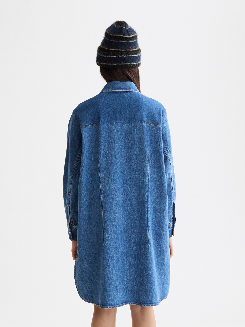 Washed denim mini shirtdress