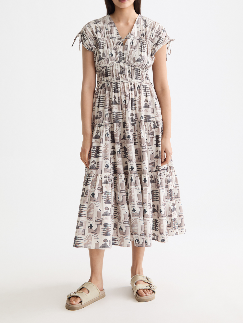 Gathered midi dress