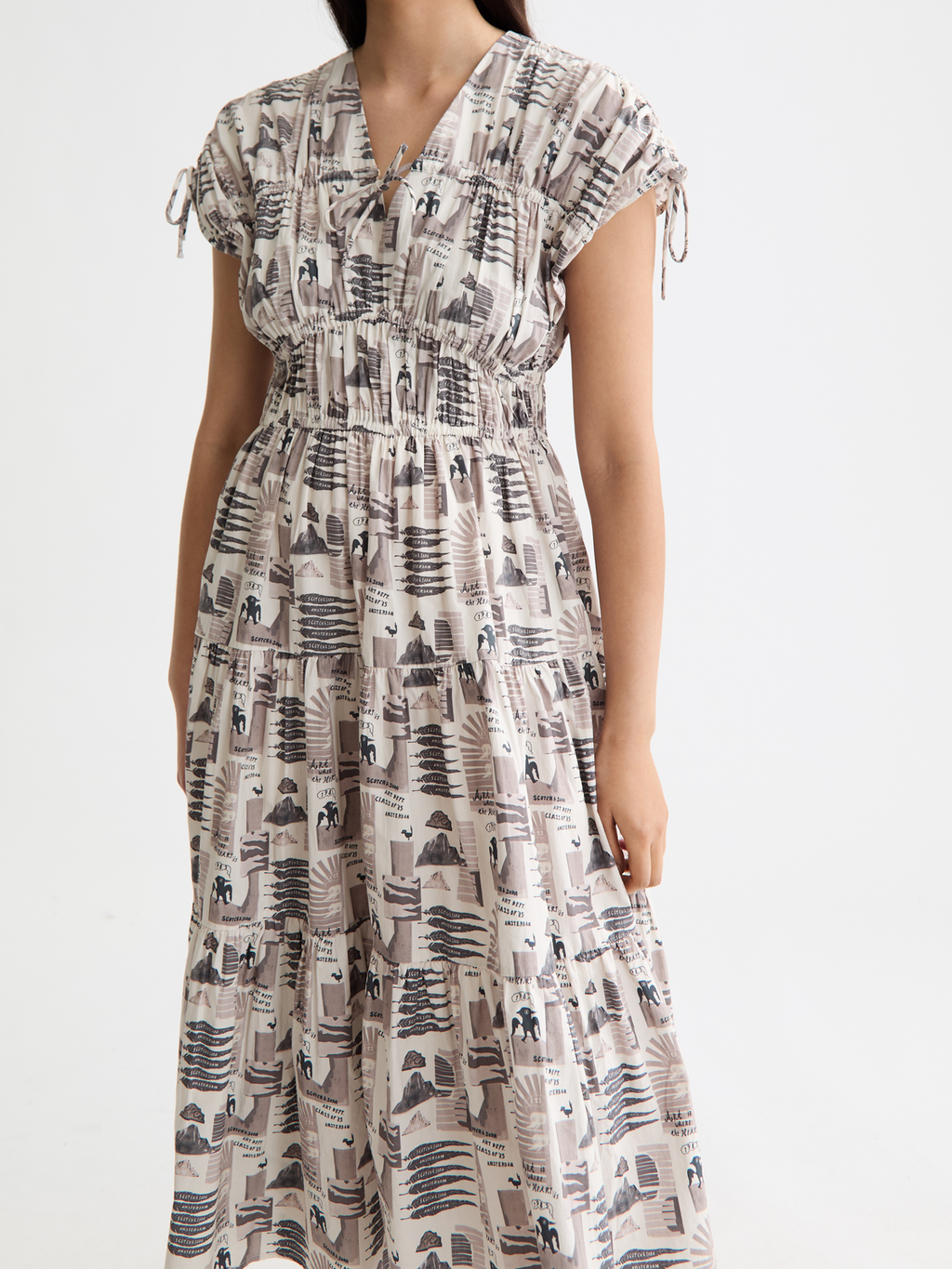 Gathered midi dress