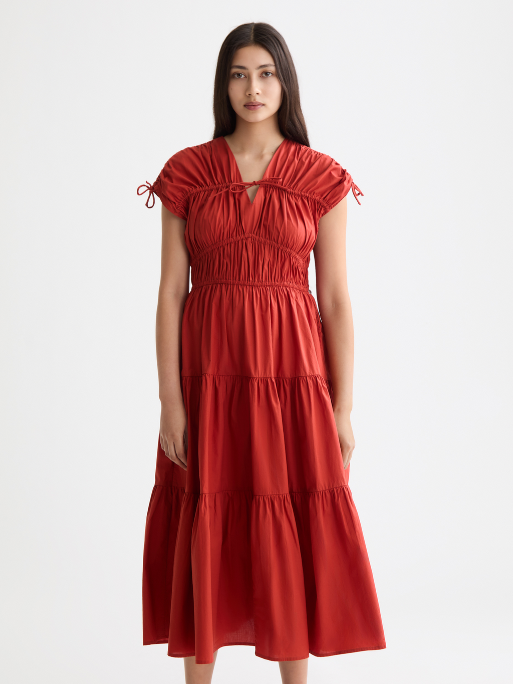 Gathered midi dress