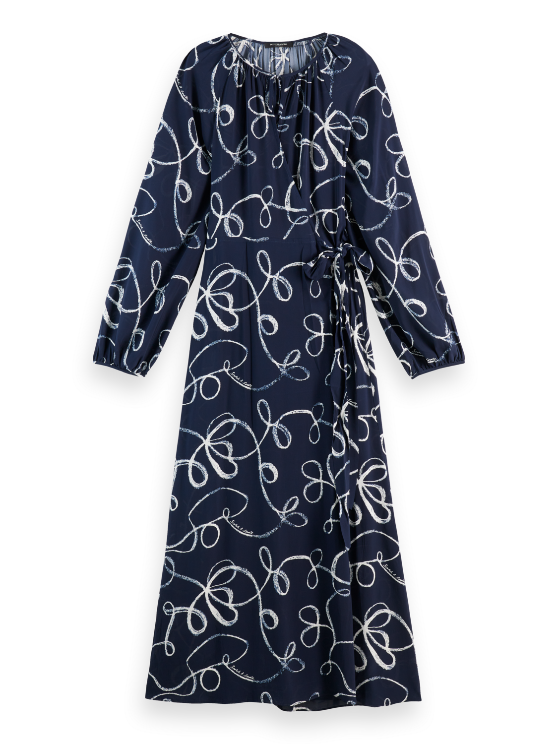Midi print wrap dress