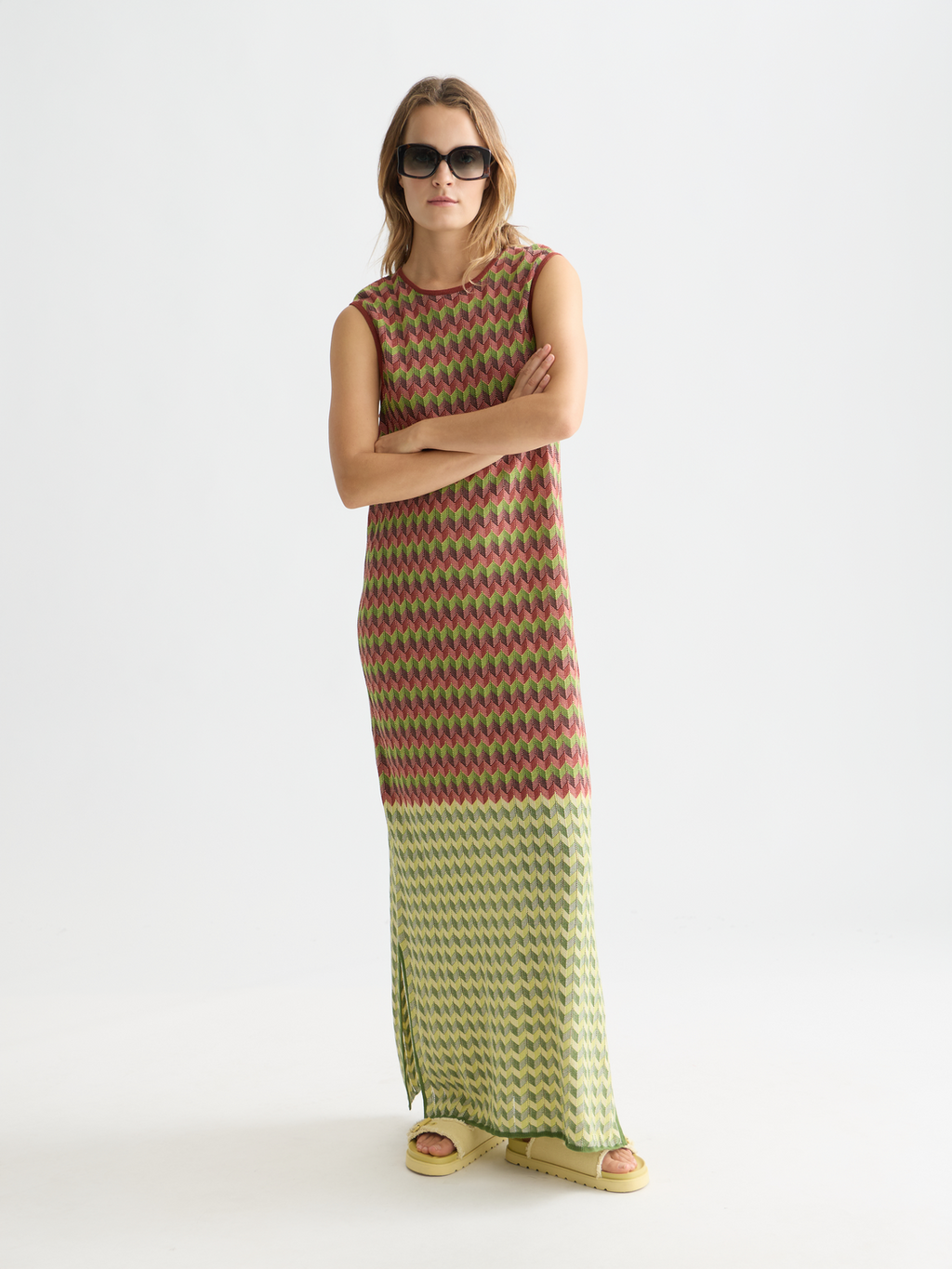 Chevron knitted maxi dress