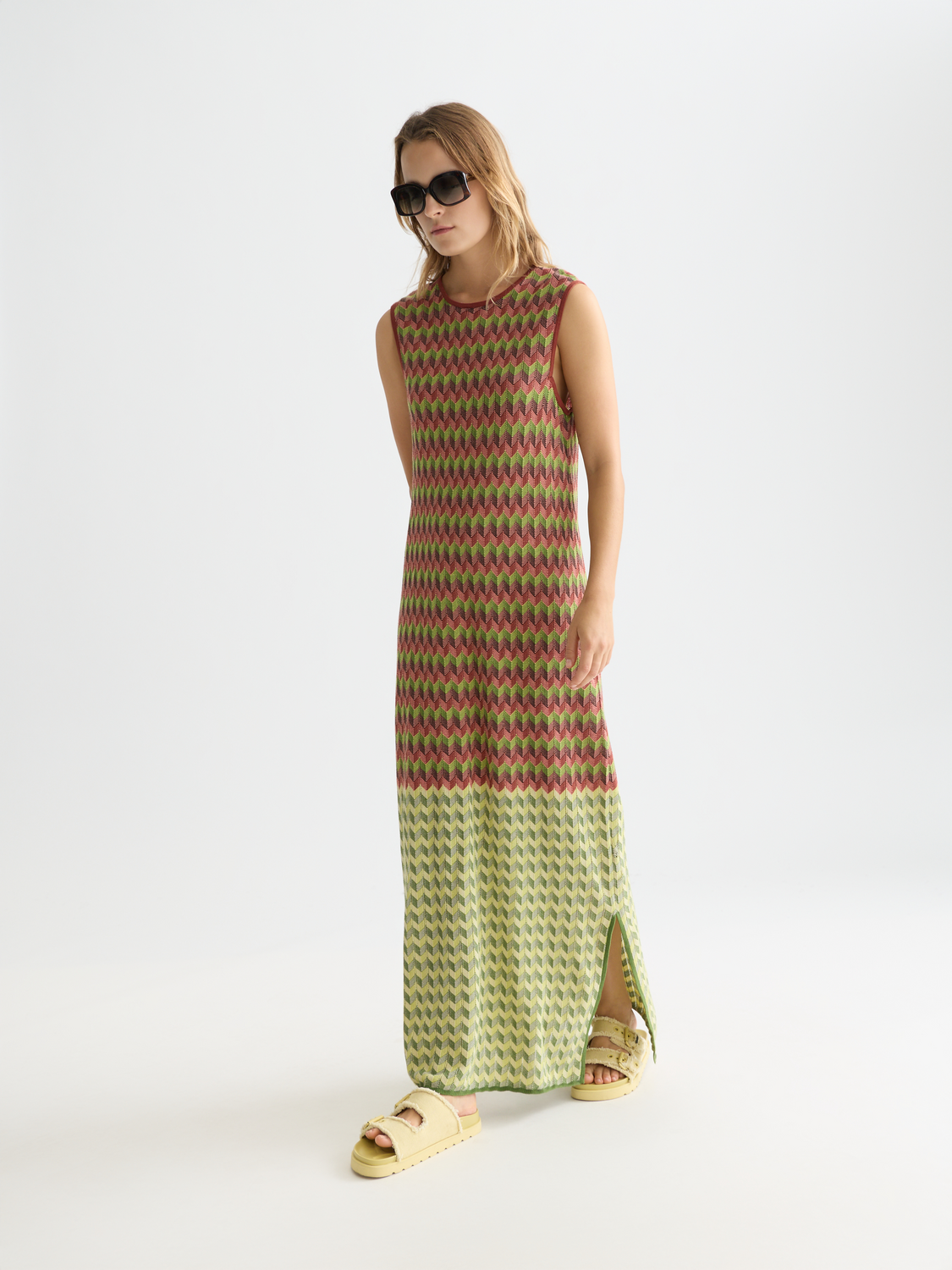 Chevron knitted maxi dress