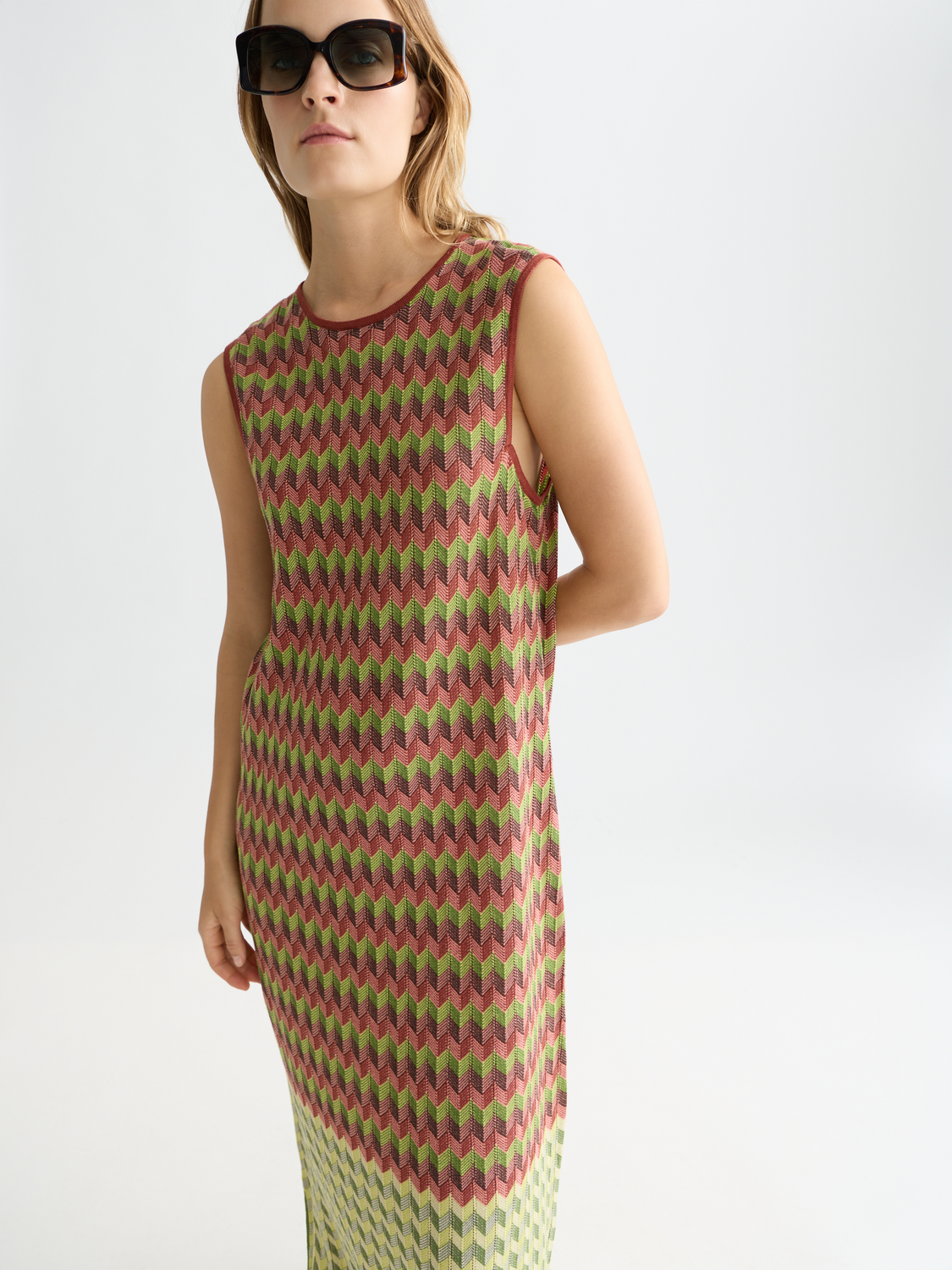 Chevron knitted maxi dress