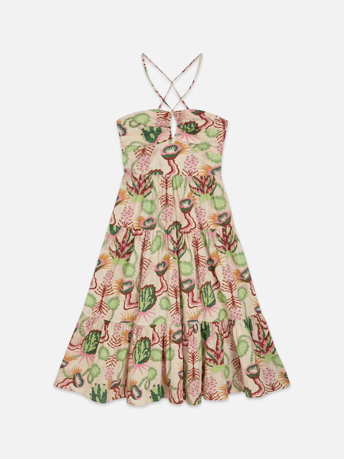 Cotton seersucker keyhole halter midi dress Scotch & Soda Amsterdam Cotton seersucker keyhole halter midi dress Scotch & Soda Amsterdam