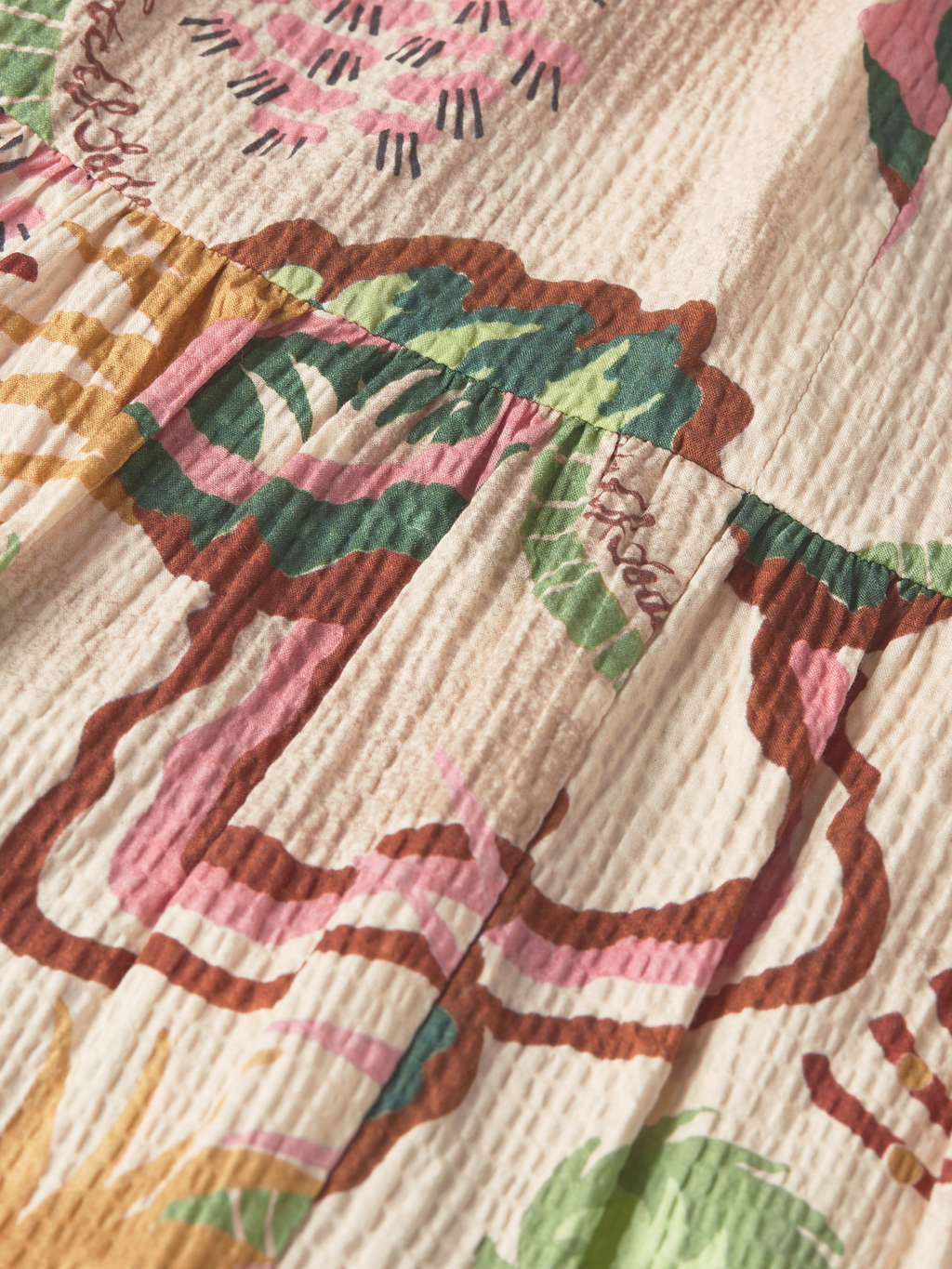 Cotton seersucker keyhole halter midi dress