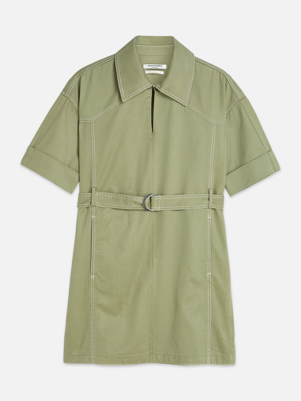 Belted utility mini dress