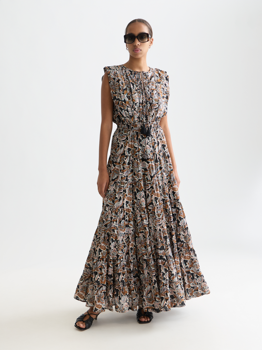 Printed tiered maxi dress
