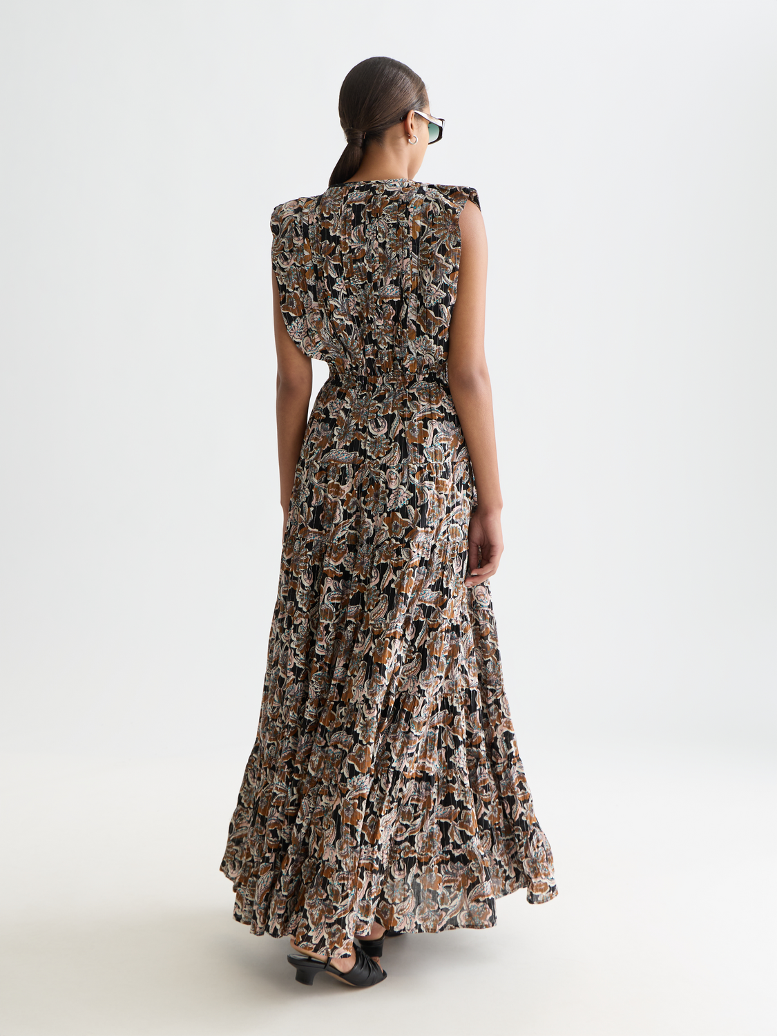 Printed tiered maxi dress