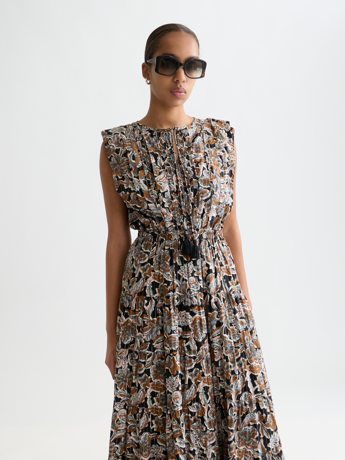 Printed tiered maxi dress