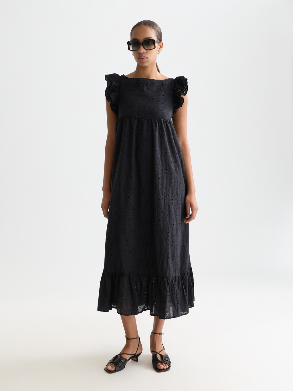 Broderie anglaise ankle length dress