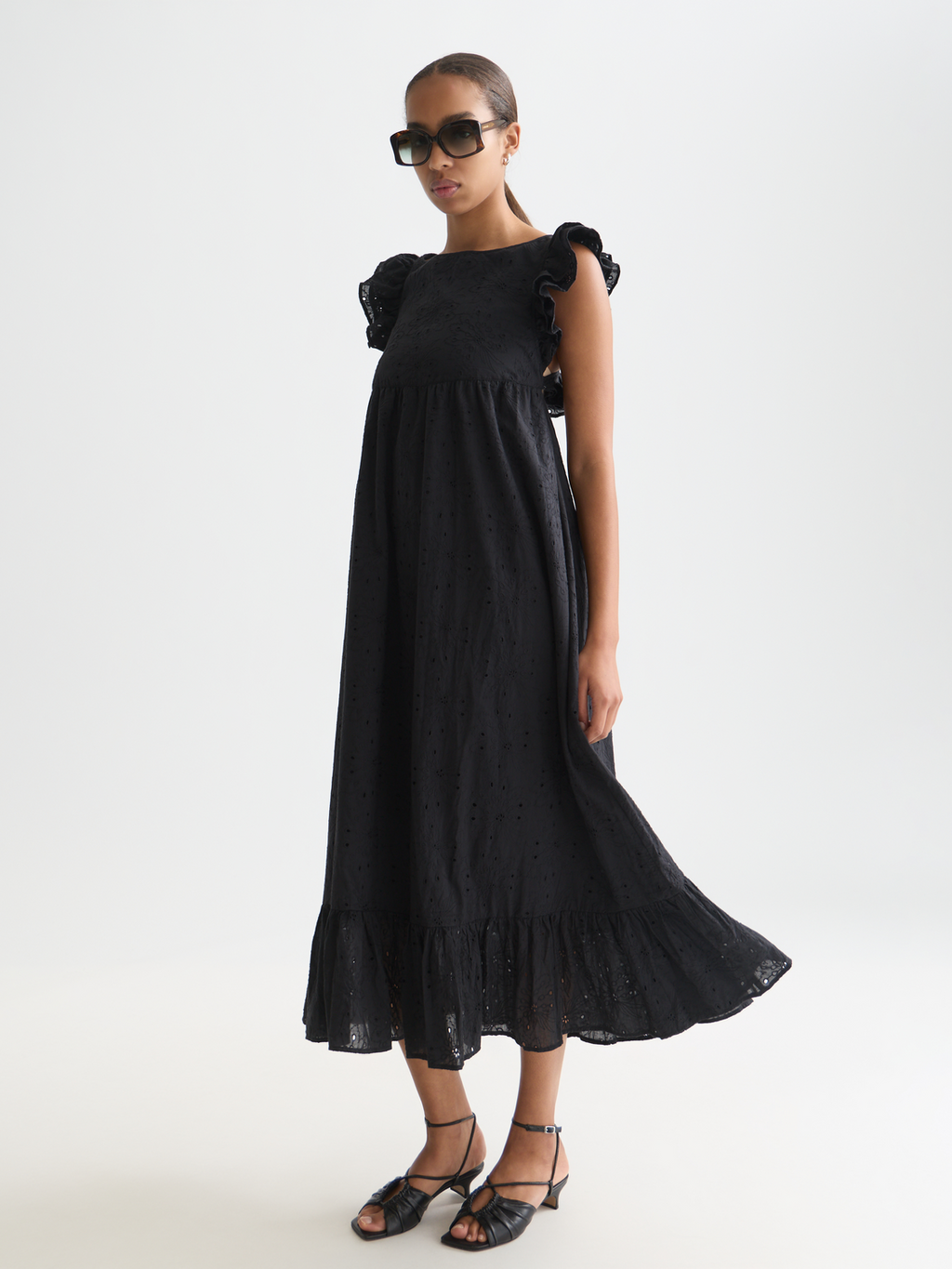 Broderie anglaise ankle length dress