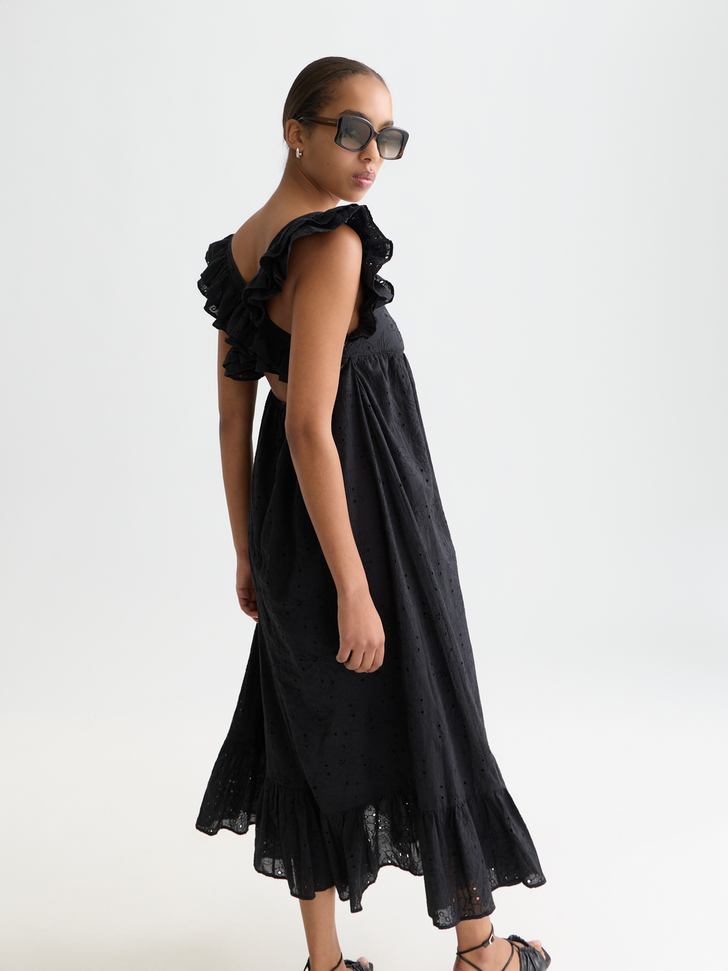 Broderie anglaise ankle length dress