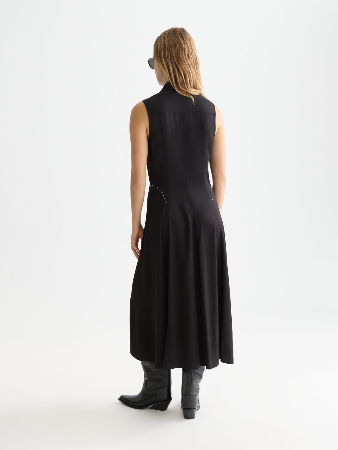 Studded button midi dress