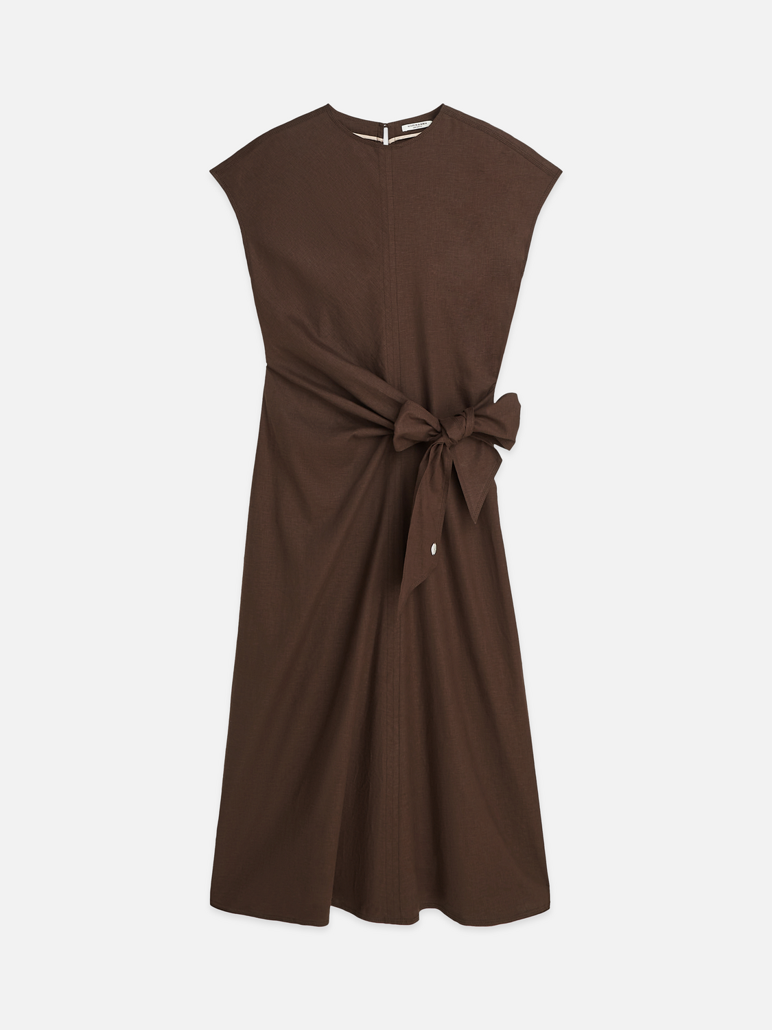 Relaxed linen blend ankle length tie dress