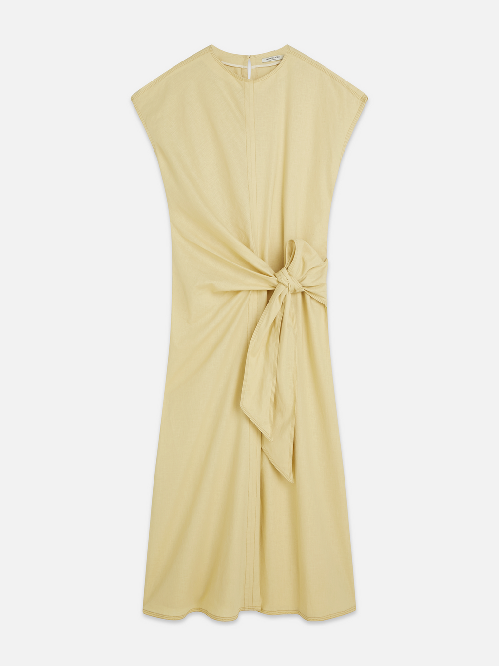 Relaxed linen blend ankle length tie dress