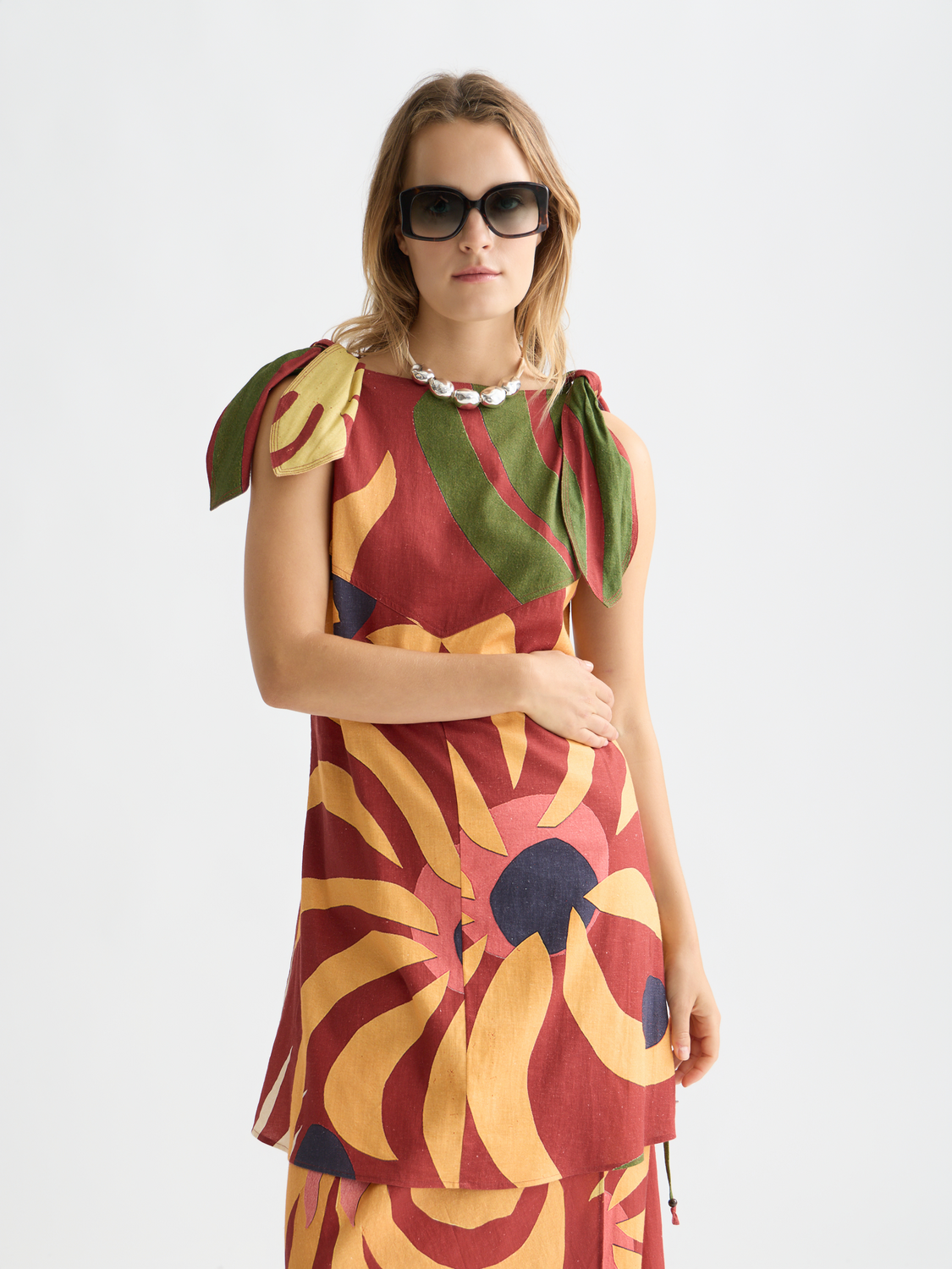 Printed mini tie dress