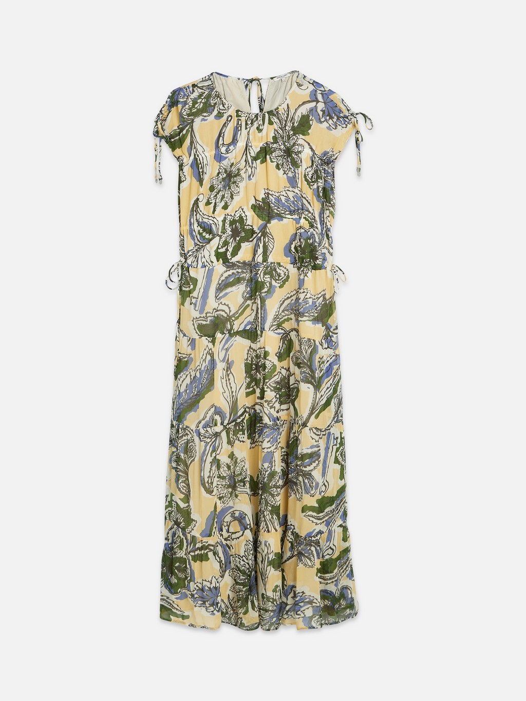 Tiered printed chiffon midi dress