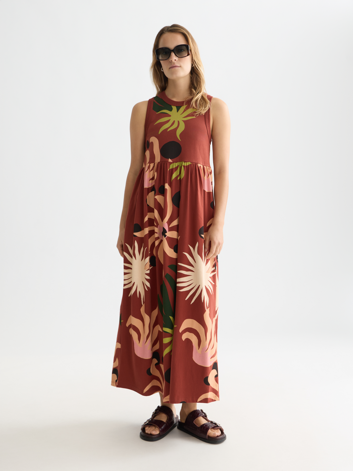 Printed tank midi dress