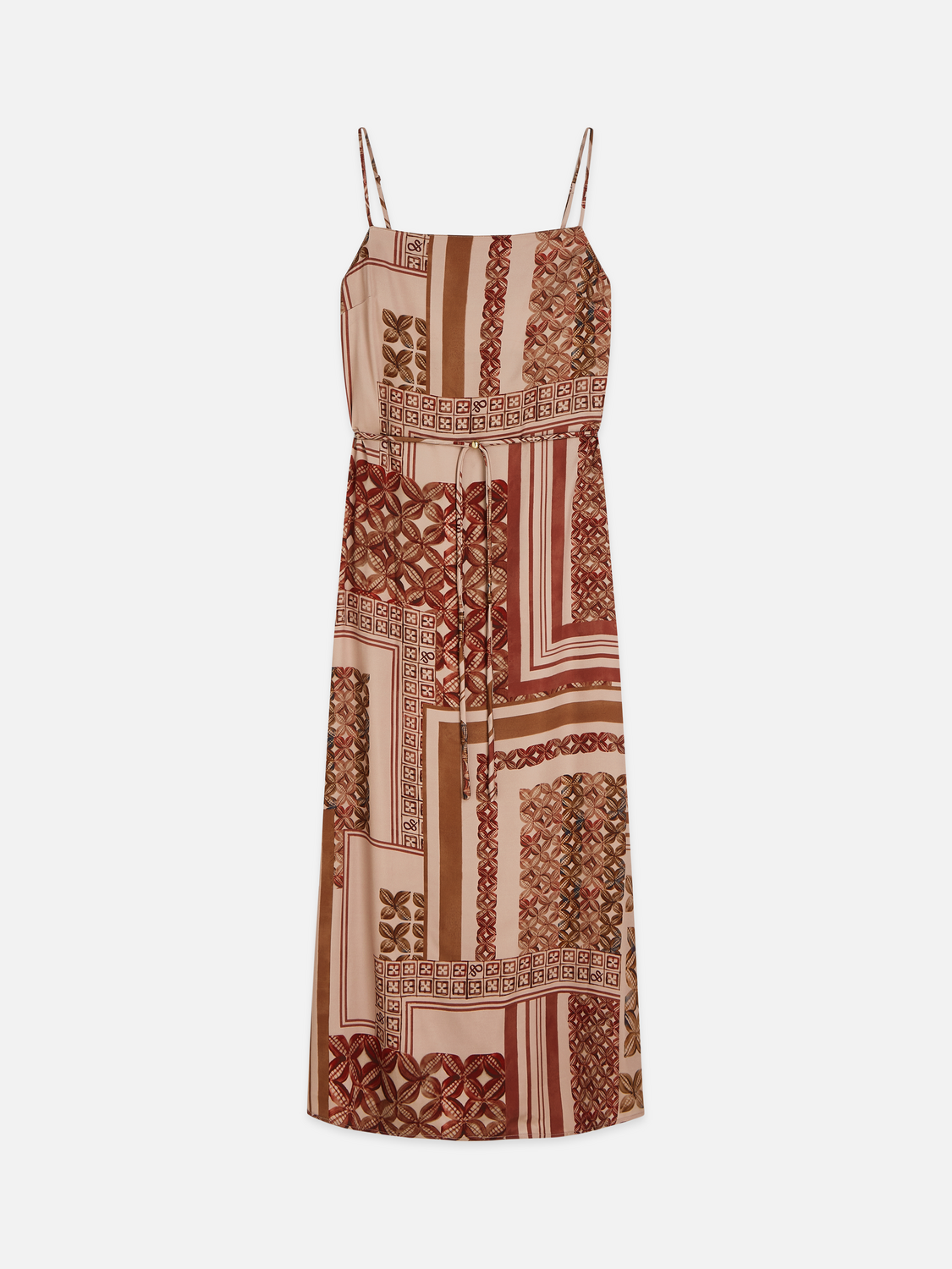 Foulard printed slip maxi dress
