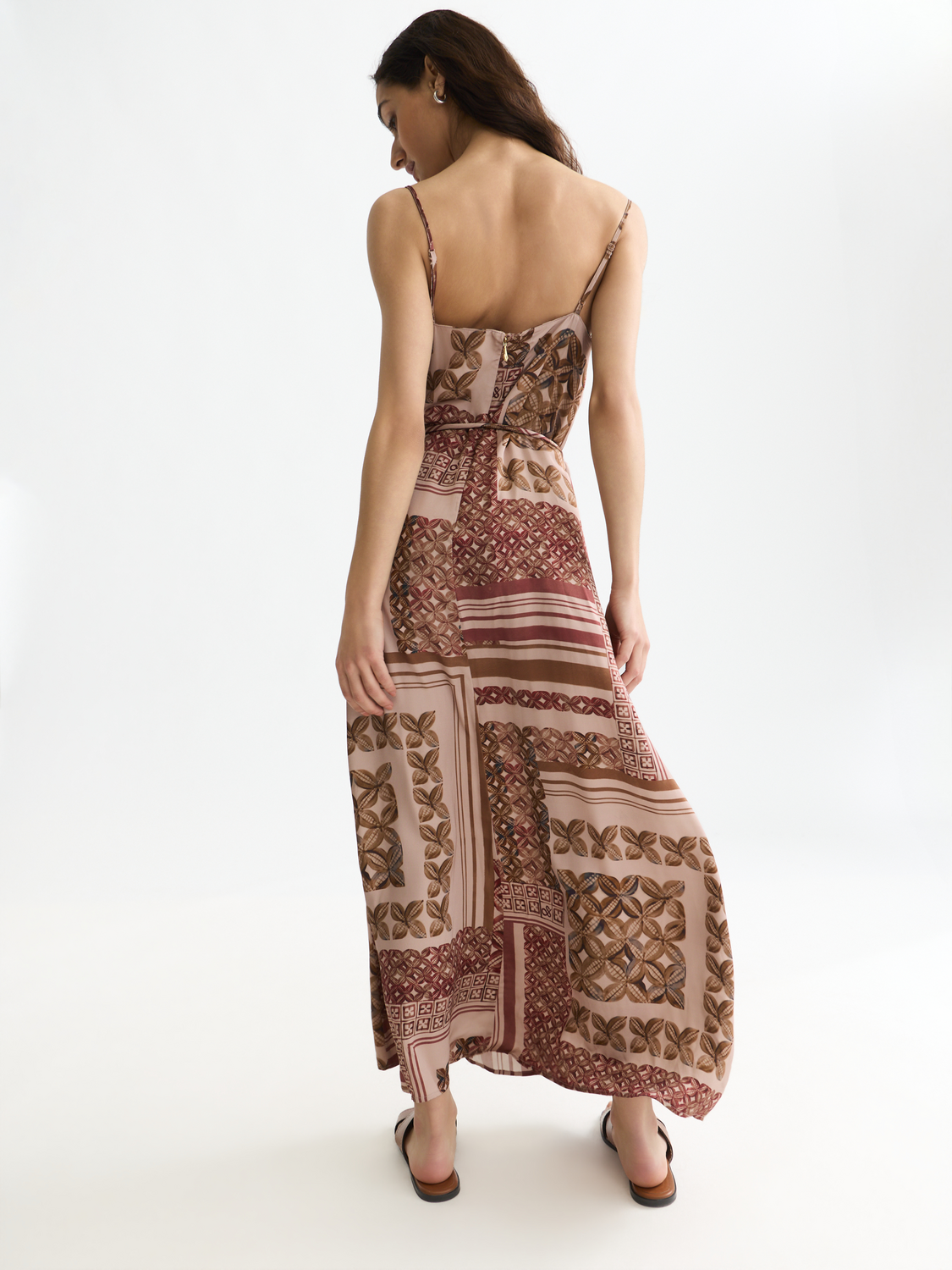 foulard print long dress ZARA NWT $99 WOMAN SS25 FOULARD PRINT LONG DRESS PINKS | 3322/307