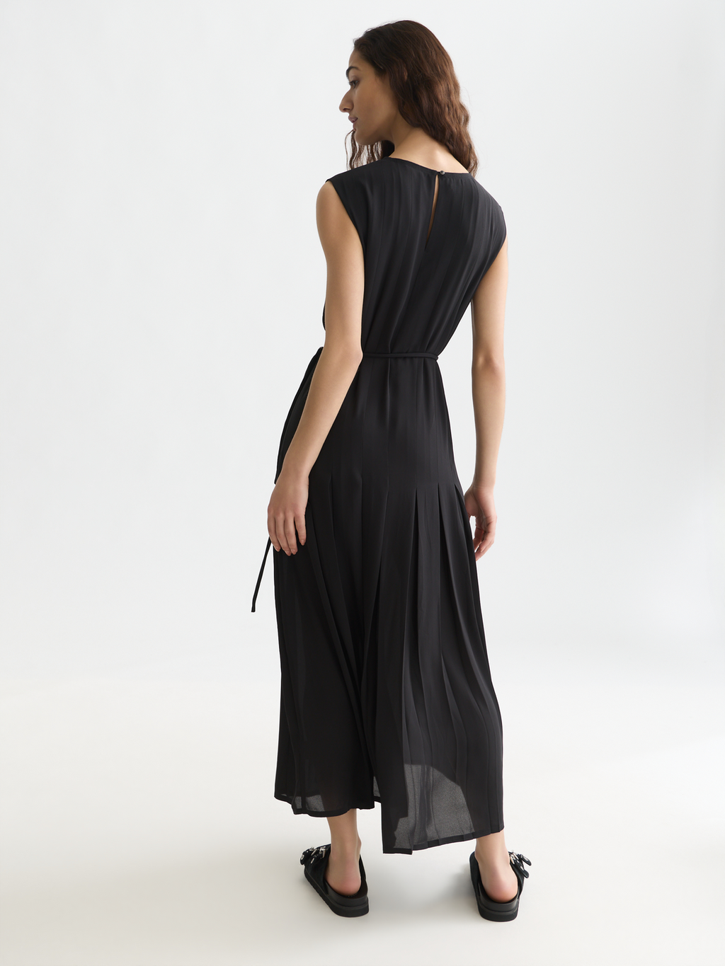 Pleated ankle length dress