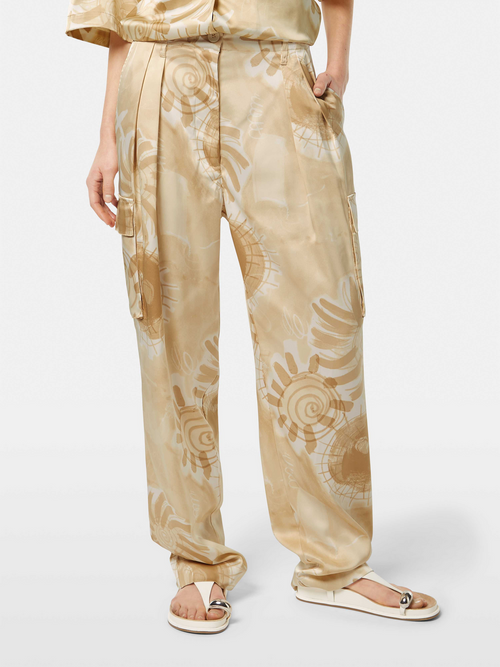 Faye high-rise tapered leg satin printed pant