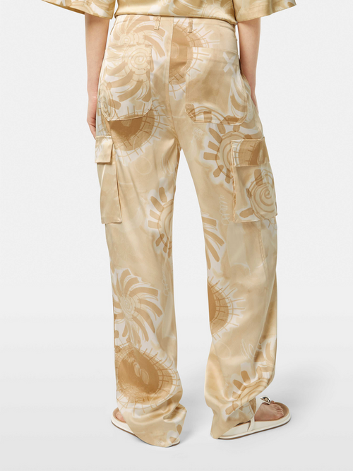 Faye high-rise tapered leg satin printed pant