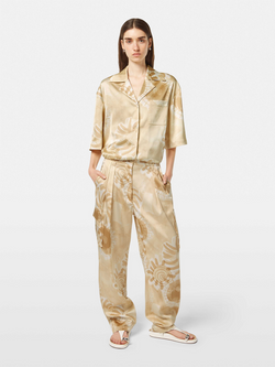 Faye high-rise tapered leg satin printed pant