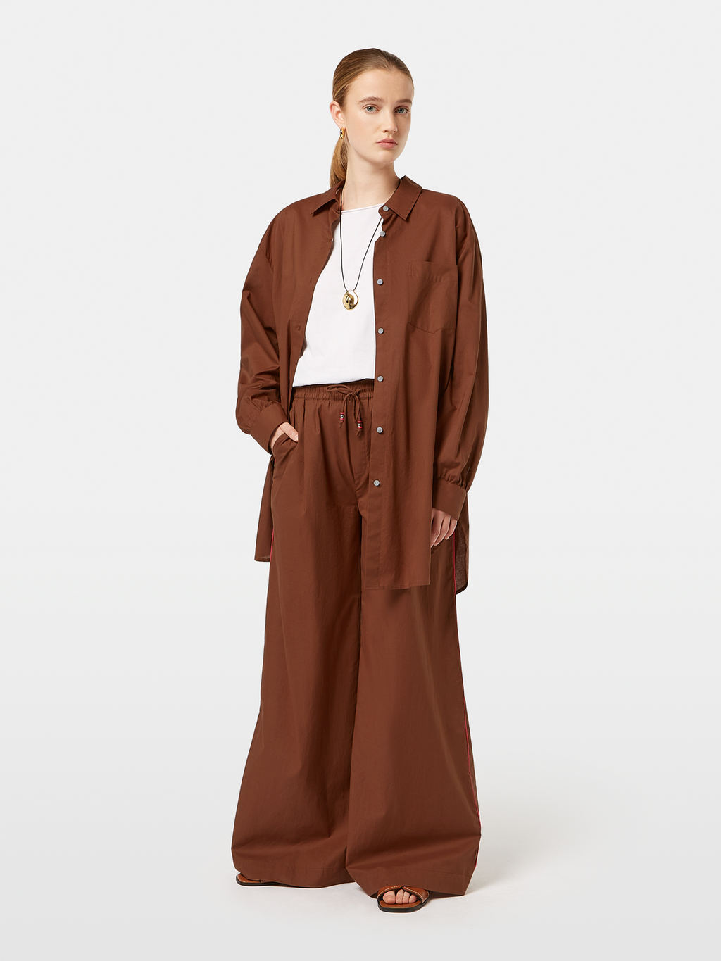 Cotton Voile Wide Leg Pants