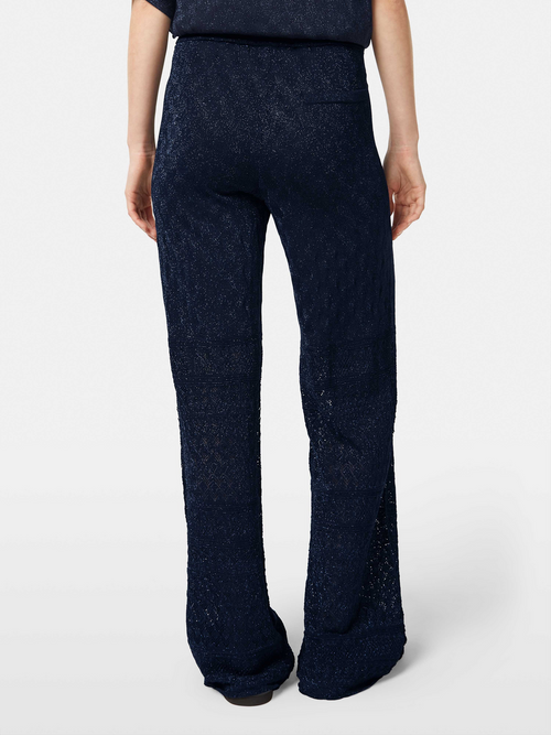 Metallic pointelle knitted trouser