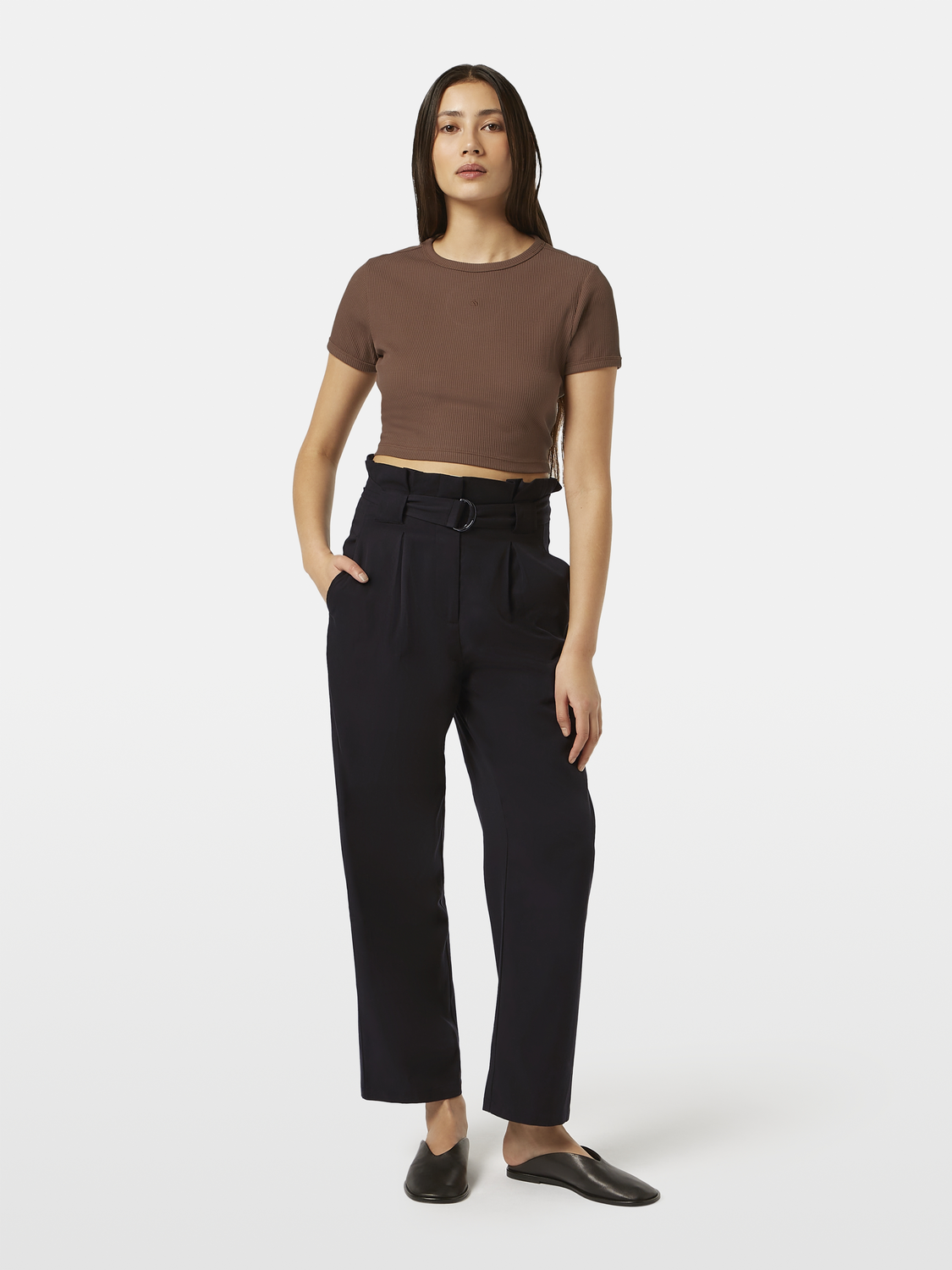 Daisy - High rise straight leg paperbag trousers