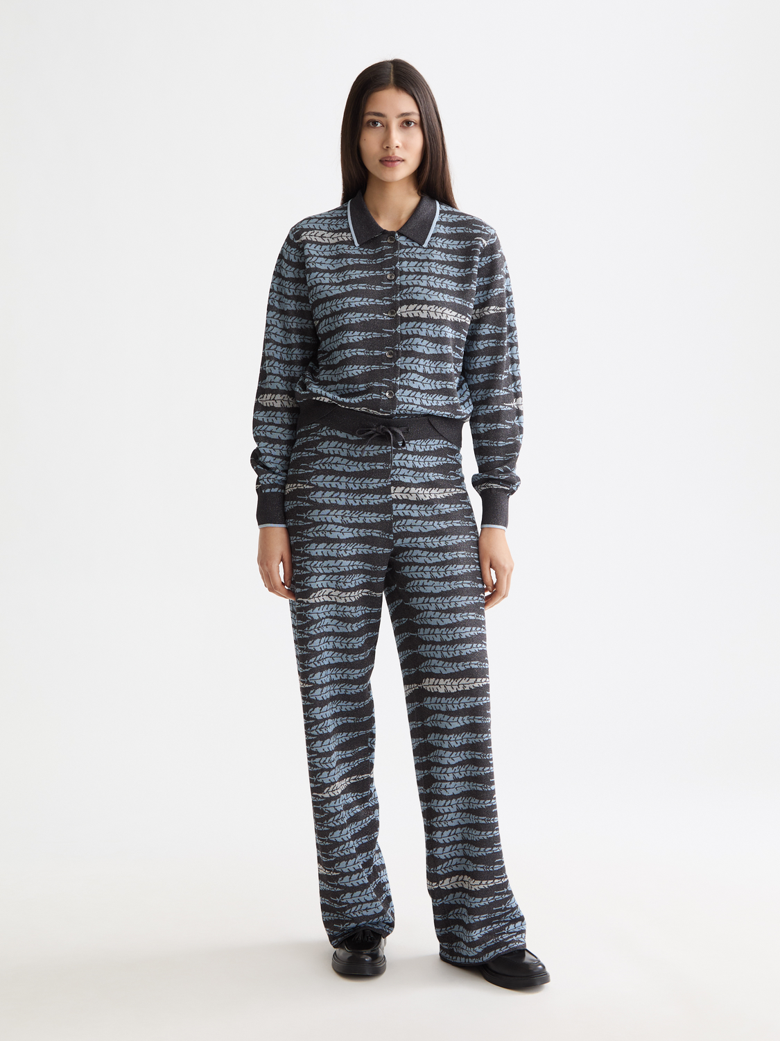 Lurex jacquard trousers