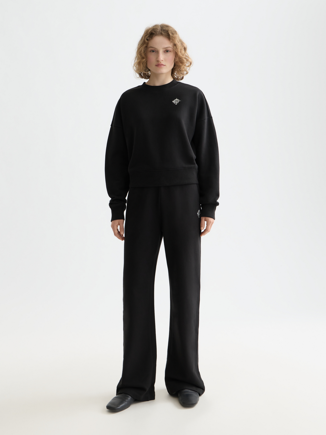 Artwork wide leg sweatpants - BLACK