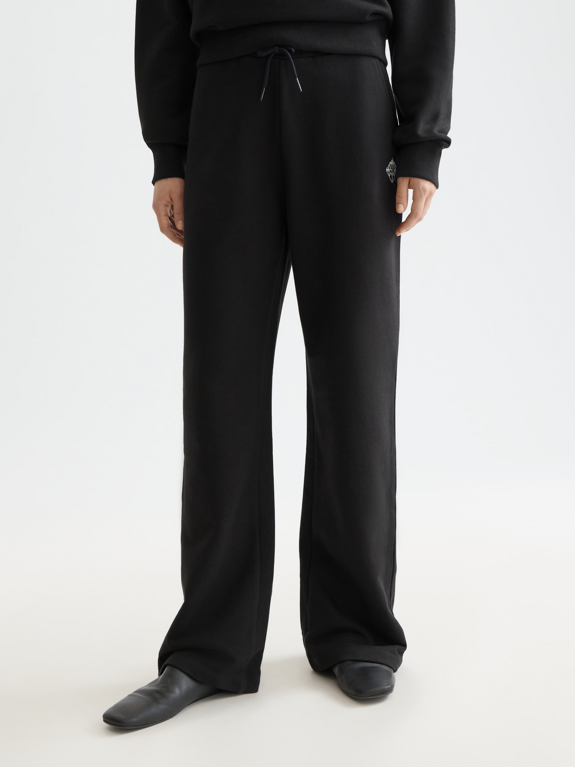 Artwork wide leg sweatpants - BLACK